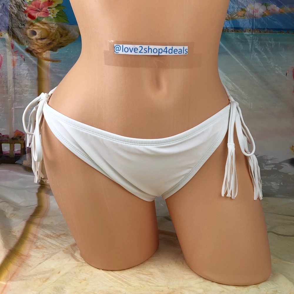 White swim string bikini swimsuit bottom